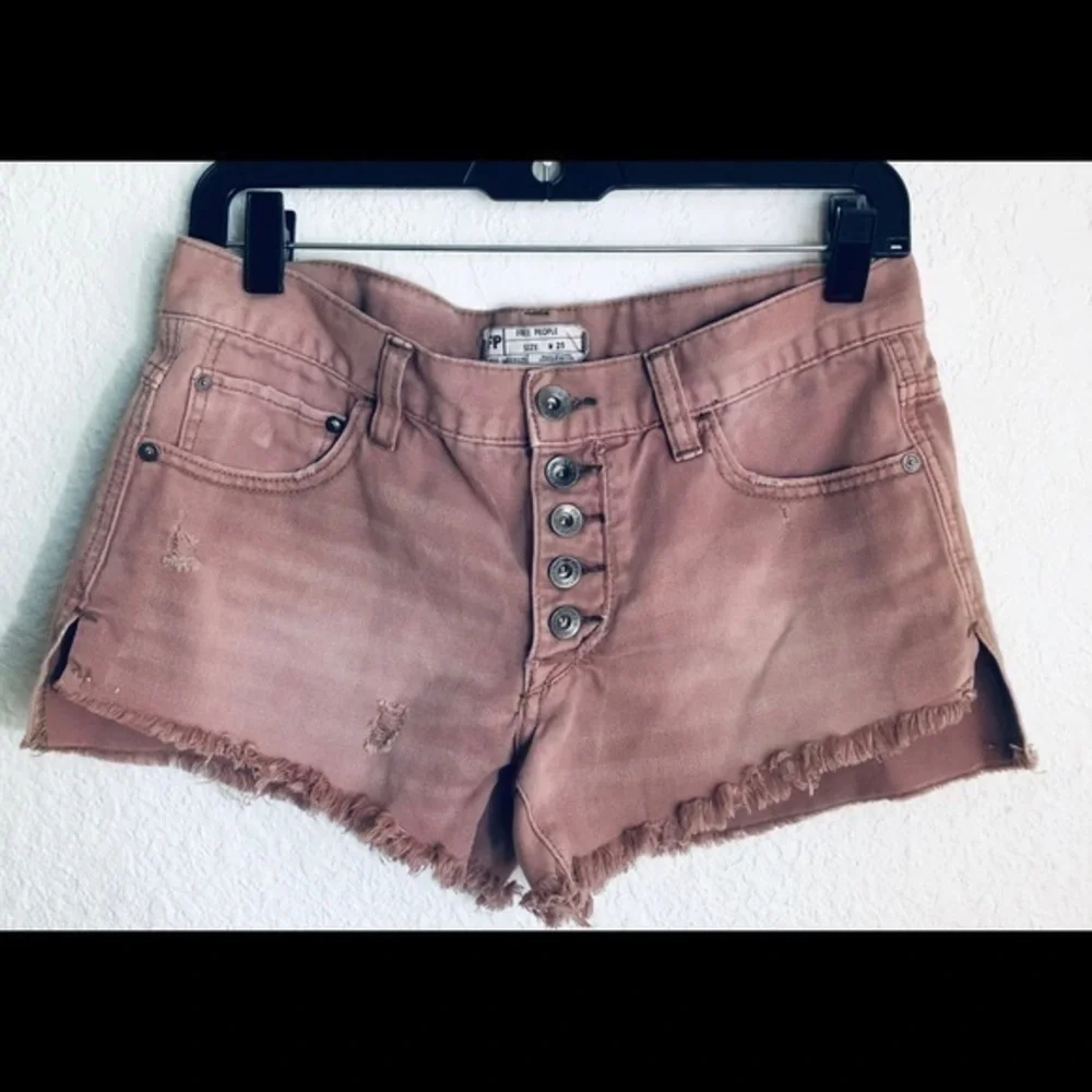 Free‎ People Maeve Pink Button-fly Shorts 25
